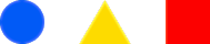 Blue circle, yellow triangle, red square illustration